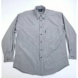 Faconnable Size XL Men's Charcoal Gray Pocket Logo Tag Button Down Long Sleeve